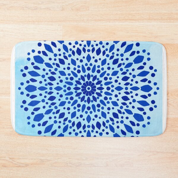 Item preview, Blue Dotted Floral Mandala Sacred Geometric Art designed and sold by cosmiccircles01.