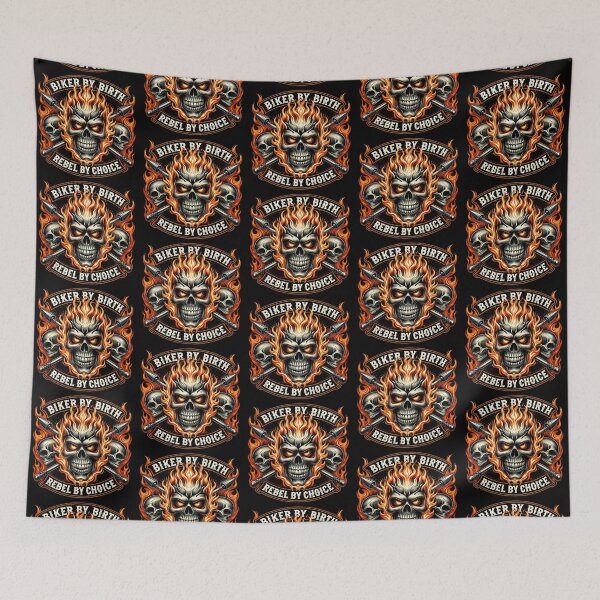 Item preview, Biker By Birth, Rebel By Choice – Fiery Skull Design designed and sold by Margival.