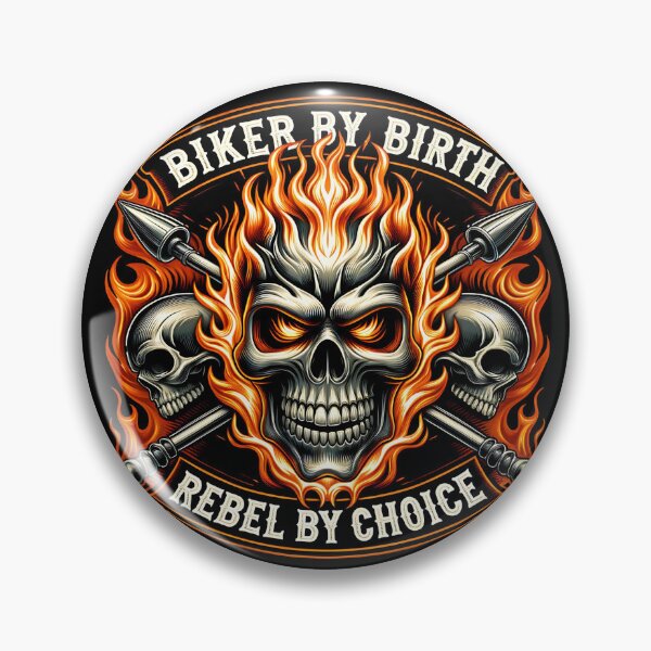 Item preview, Biker By Birth, Rebel By Choice – Fiery Skull Design designed and sold by Margival.