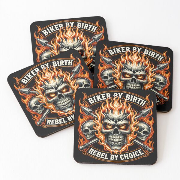 Item preview, Biker By Birth, Rebel By Choice – Fiery Skull Design designed and sold by Margival.