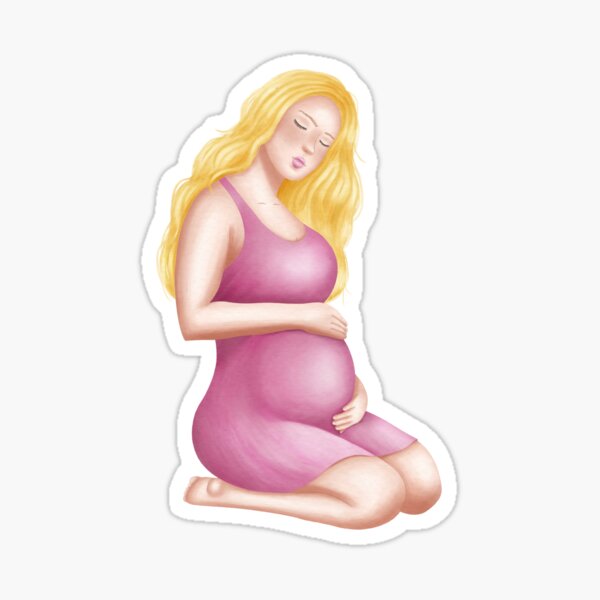 Item preview, Sweet Mommy.  Pregnant Woman with Pink Dress and Blond Hair designed and sold by PinaColadaArtS.