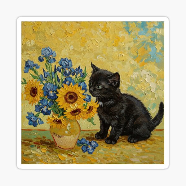 Item preview, The Curious Cat and the Blossoms designed and sold by nekoartgalerie.