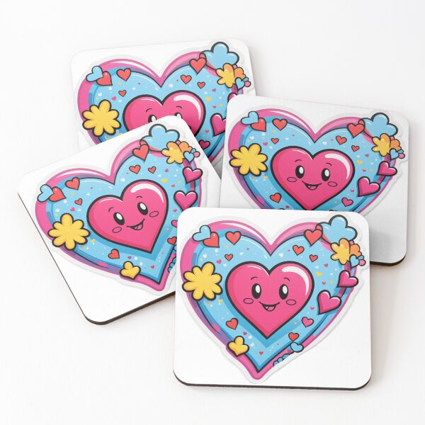Item preview, Colorful cartoon heart design with a smiling face and surrounding hearts. designed and sold by ElenaHrubes.