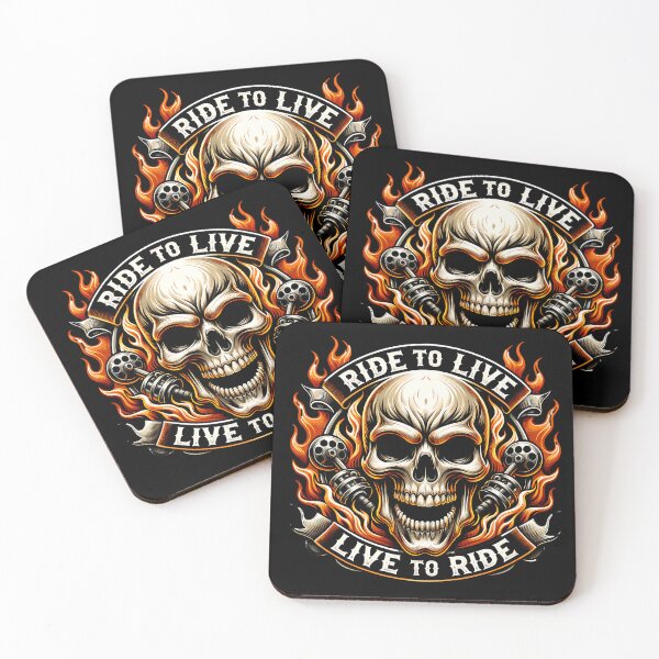 Item preview, Ride to Live, Live to Ride – Fiery Skull Biker Design designed and sold by Margival.