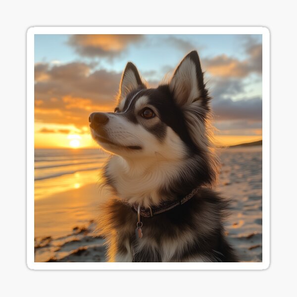 Artikel-Vorschau von Alaskan Klee Kai Dog On The Beach At Sunset, designt und verkauft von ChaosReigns91.