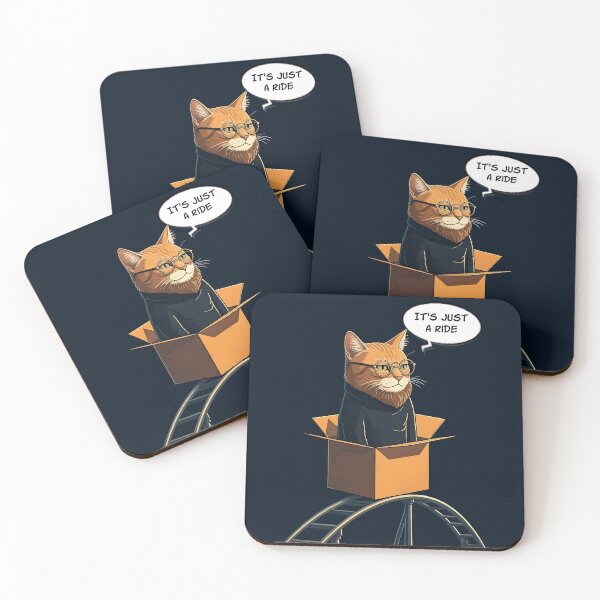 Item preview, It's Just a Ride: Bill Hicks as a cat in a cardboard box on a rollercoaster T-Shirt designed and sold by Dollycat Industries.