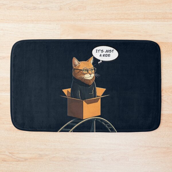 Item preview, It's Just a Ride: Bill Hicks as a cat in a cardboard box on a rollercoaster T-Shirt designed and sold by Dollycat Industries.