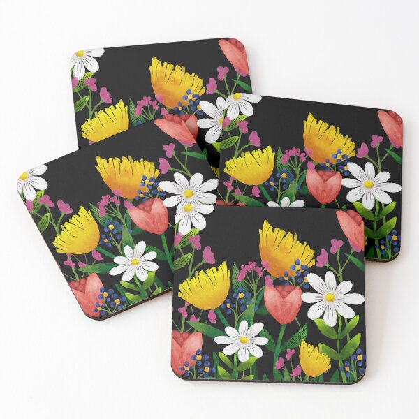 Item preview, Hello Spring Floral Art Black Background  designed and sold by Pixel & Petal Co..