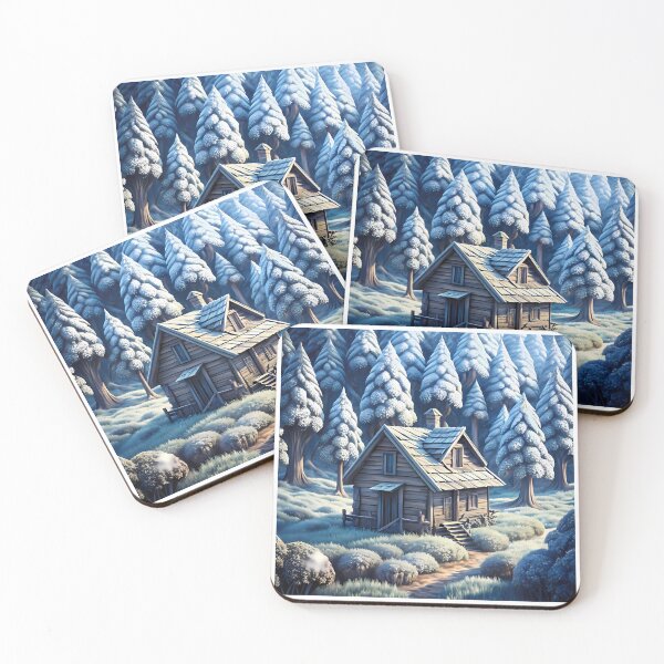 Item preview, Winter Cabins Serene Landscape Nature Woodhouse Rural Forest designed and sold by ART ATTACK ZONE.