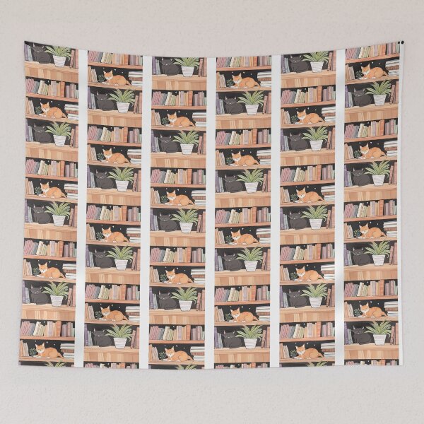 Item preview, Bookish Cat Aesthetic - Cat On A Bookshelf designed and sold by Wiss2Arts.