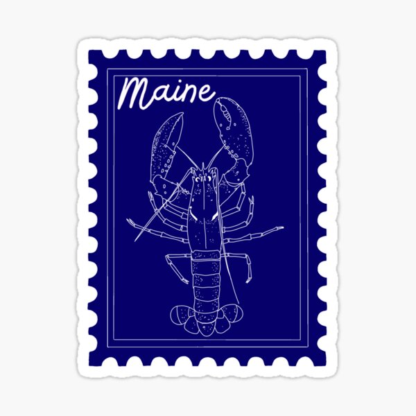 Item preview, Maine Lobster Stamp - Navy Blue designed and sold by Bluer Horizons Art.