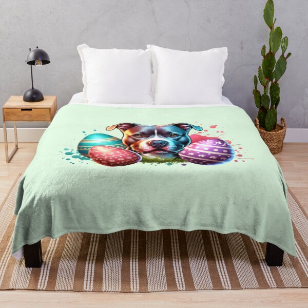 Item preview, Pitbull Watercolor with Easter Eggs designed and sold by 2ndSketch.