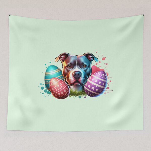 Item preview, Pitbull Watercolor with Easter Eggs designed and sold by 2ndSketch.