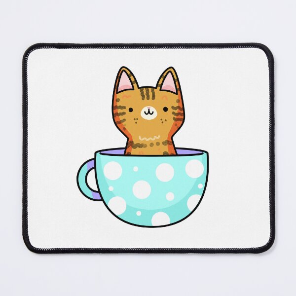 Item preview, Kawaii Tabby Kitten In Blue Teacup designed and sold by kawaiilife.