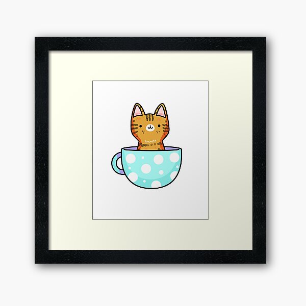 Item preview, Kawaii Tabby Kitten In Blue Teacup designed and sold by kawaiilife.
