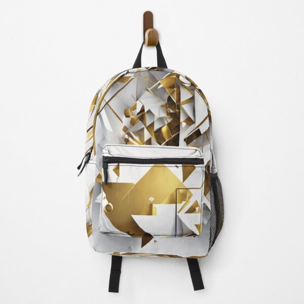 Artikelvorschau, Geometrische abstrakte Kunst in Gold und Weiß entworfen und verkauft von Harmonic_Layers.