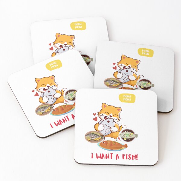 Item preview, Cute cartoon cat craving fish designed and sold by LaUnArt.