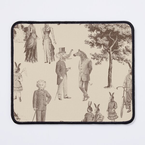 Item preview, antique victorian animals brown beige toile designed and sold by Gossip Rag.