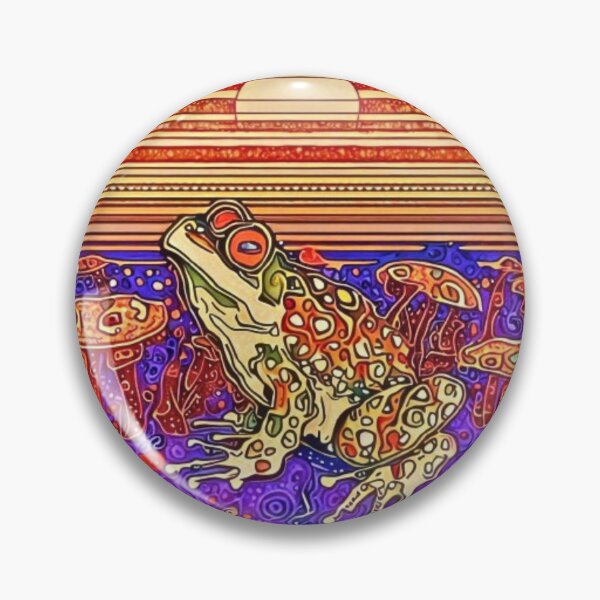 Item preview, Gorgeous retro sunset Klimt frog round, Art Nouveu designed and sold by CristalleLisa.