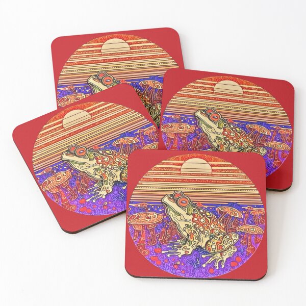 Item preview, Gorgeous retro sunset Klimt frog round, Art Nouveu designed and sold by CristalleLisa.