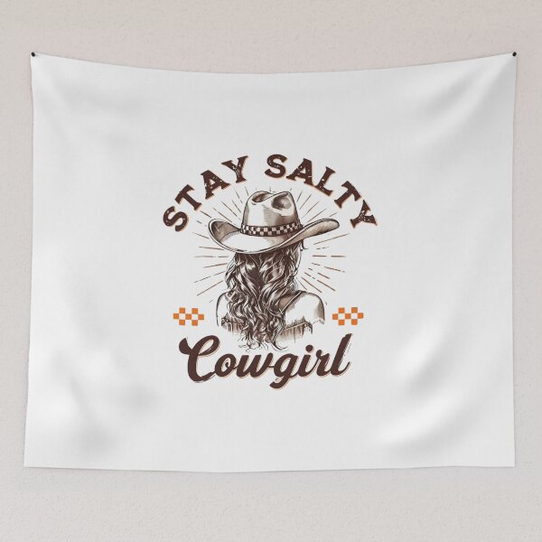 Item preview, Retro Vintage Cowgirl Illustration with Bold "Stay Salty" Text – Western Rodeo Aesthetic designed and sold by Colorful-Garden.