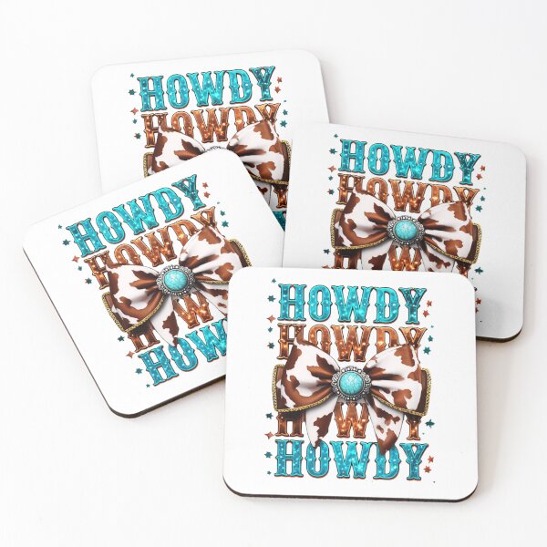 Item preview, Western Coquette "Howdy" Design with Turquoise Cowhide – Trendy Western Mama Aesthetic designed and sold by Colorful-Garden.