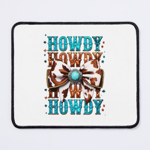 Item preview, Western Coquette "Howdy" Design with Turquoise Cowhide – Trendy Western Mama Aesthetic designed and sold by Colorful-Garden.