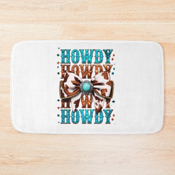 Item preview, Western Coquette "Howdy" Design with Turquoise Cowhide – Trendy Western Mama Aesthetic designed and sold by Colorful-Garden.