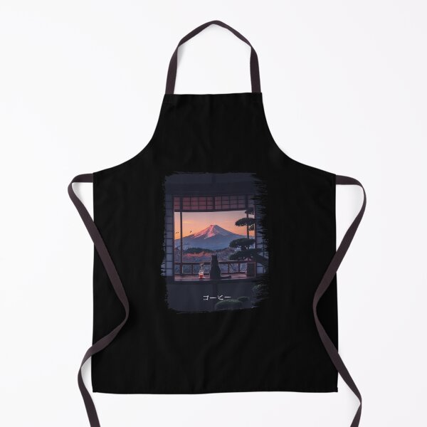 Item preview, Black Cat Coffee and Mount Fuji View - Serene Japanese Black Cat Silhouette designed and sold by Damcoc.