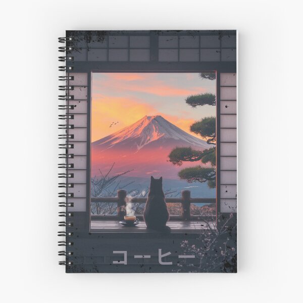 Item preview,  Coffee, Black Cat, and Mount Fuji - Serene Japanese View designed and sold by Damcoc.