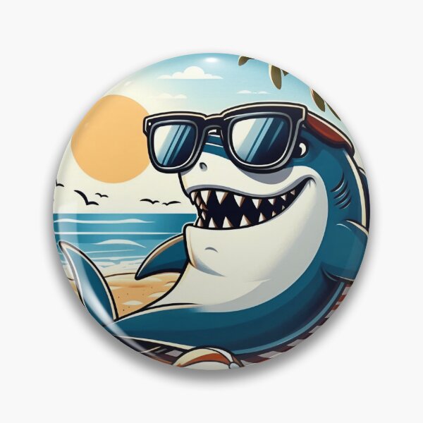 Item preview, shark with sunglasses on the beach designed and sold by Shop2s.