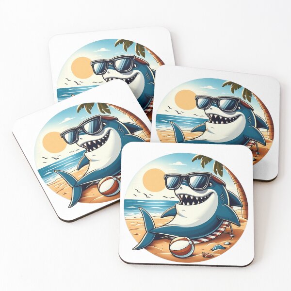 Item preview, shark with sunglasses on the beach designed and sold by Shop2s.