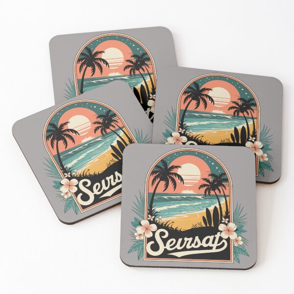 Item preview, Sevrsat Retro Surf Beach Sunset - Vintage Hawaiian Paradise designed and sold by TopUpDesign.