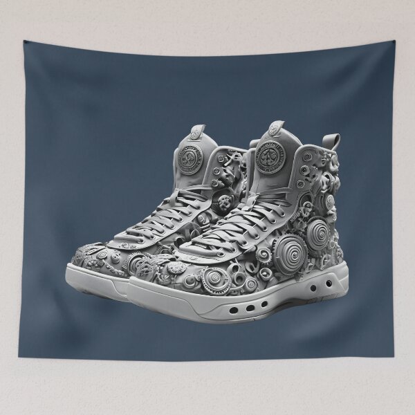 Item preview, Mechanical Fusion: The Gear-Driven Sneakers designed and sold by MYTHIC PEEL STICKERS.