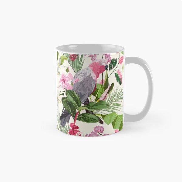 Item preview, Tropical exotic pattern with parrot and flowers in bright colors and lush vegetation.  designed and sold by MatyKotiv.