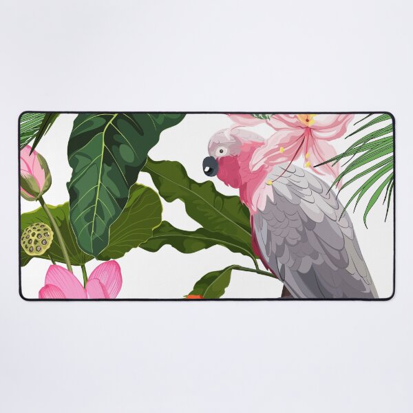 Item preview, Tropical exotic pattern with parrot and flowers in bright colors and lush vegetation.  designed and sold by MatyKotiv.
