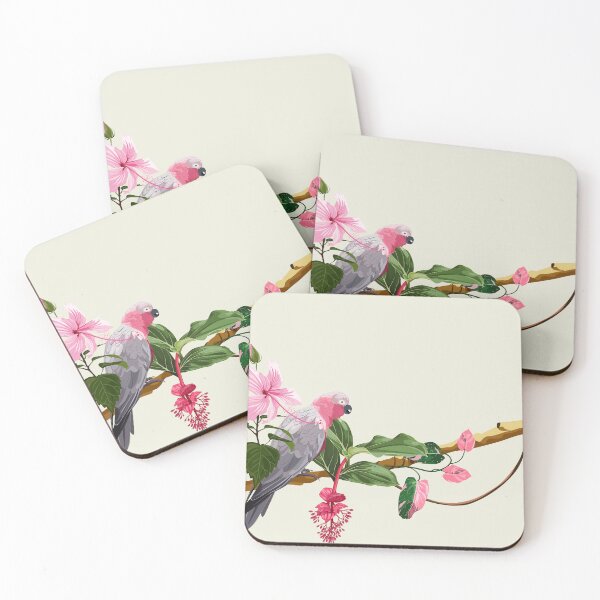 Item preview, Exotic pink parrot with leaves and flowers. designed and sold by MatyKotiv.