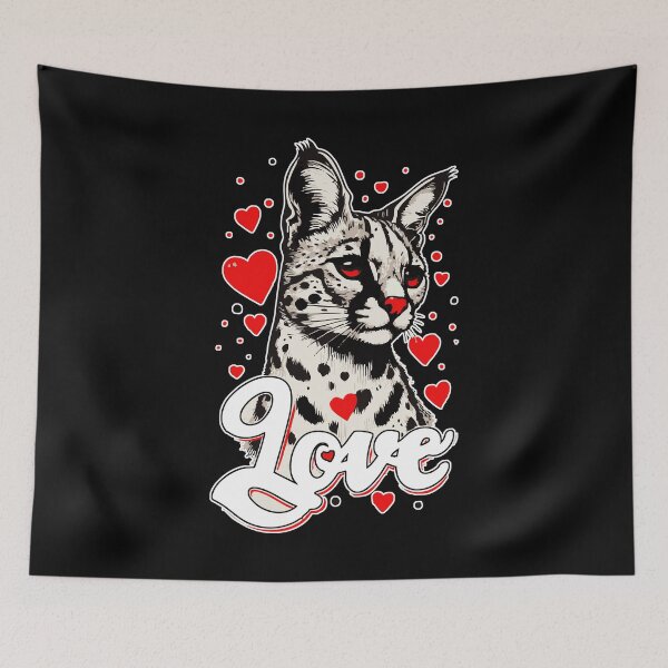 Item preview, Serval Cat Love Valentines Day designed and sold by TomFrontierArt.