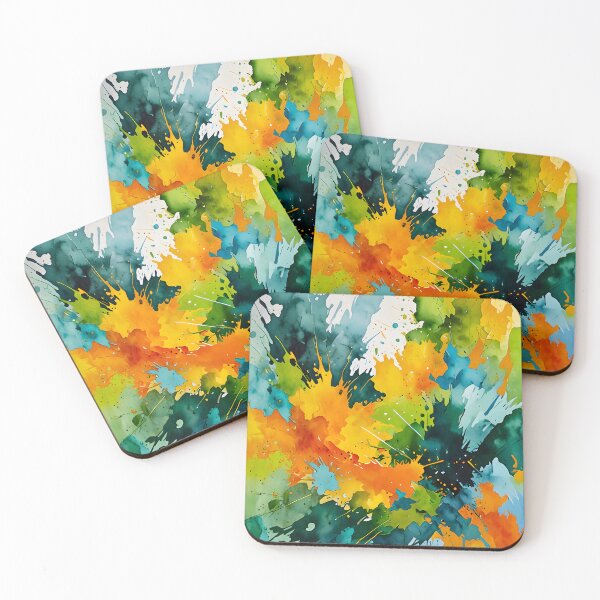 Item preview, Golden Splash & Emerald Waves, Sun-Kissed Watercolor Eruption, Abstract Vibrant Earth Tones, Botanic Burst in Yellow & Teal designed and sold by Kintsugi99.