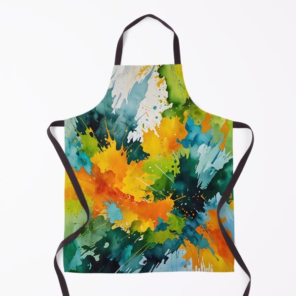 Item preview, Golden Splash & Emerald Waves, Sun-Kissed Watercolor Eruption, Abstract Vibrant Earth Tones, Botanic Burst in Yellow & Teal designed and sold by Kintsugi99.
