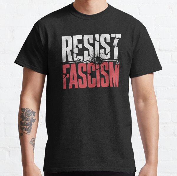 Vista previa del artículo con la obra «Resistir el fascismo: este diseño audaz es para activistas, defensores de la democracia y cualquiera que se oponga al fascismo, el autoritarismo y la injusticia.», diseñado y vendido por ZyziowskyArt.