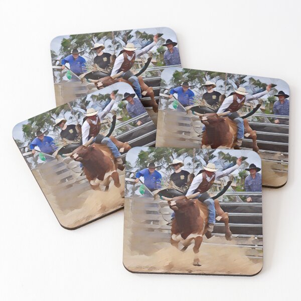 Artikelvorschau, Rodeo-Bulle bockt aus, Aufkleber für raue Stockreiter entworfen und verkauft von Barbara Jean Photo Art And Design.