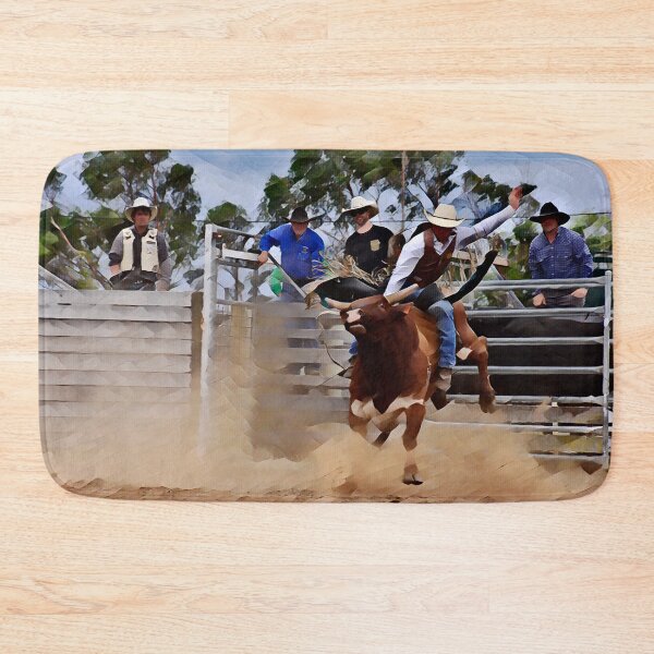 Artikelvorschau, Rodeo-Bulle bockt aus, Aufkleber für raue Stockreiter entworfen und verkauft von Barbara Jean Photo Art And Design.