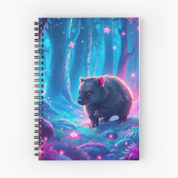Item preview, Cute Wombat in Blue, Pink and Aqua Hues in a Magical Forest designed and sold by AussieConcepts.
