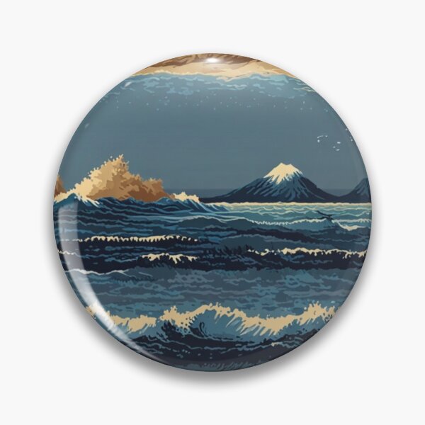 Item preview, Pixel Ocean Waves and Beach Pattern designed and sold by Glam-OOTD.