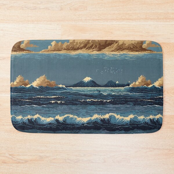 Item preview, Pixel Ocean Waves and Beach Pattern designed and sold by Glam-OOTD.
