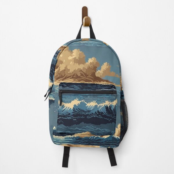 Item preview, Pixel Ocean Waves and Beach Pattern designed and sold by Glam-OOTD.