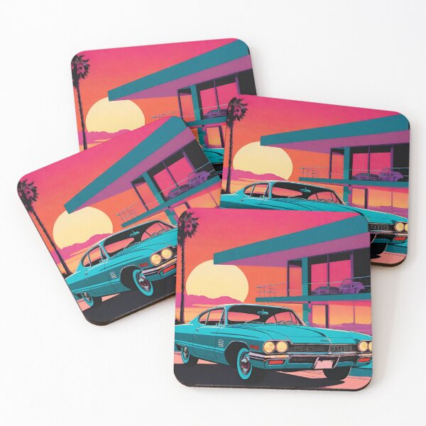 Item preview, Retro 70s Pop Art Condo & Muscle Car at Sunset designed and sold by GrizzlyCollective.