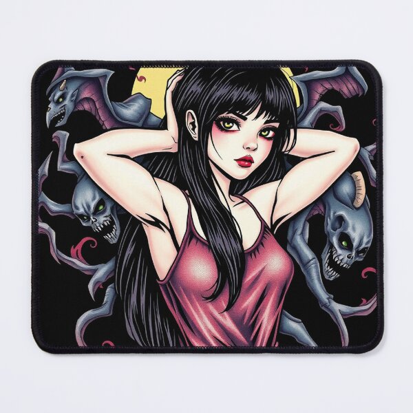 Item preview, Cute Gothic Goth Vampire Horror Girl Tattoo style illustration with demons designed and sold by Vintage Designs +.