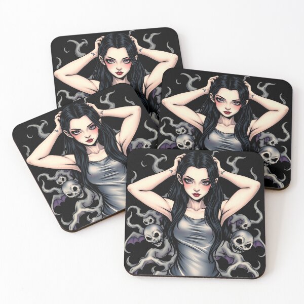 Item preview,  Cute Gothic Goth Vampire Horror Girl Tattoo style illustration with demons designed and sold by Vintage Designs +.